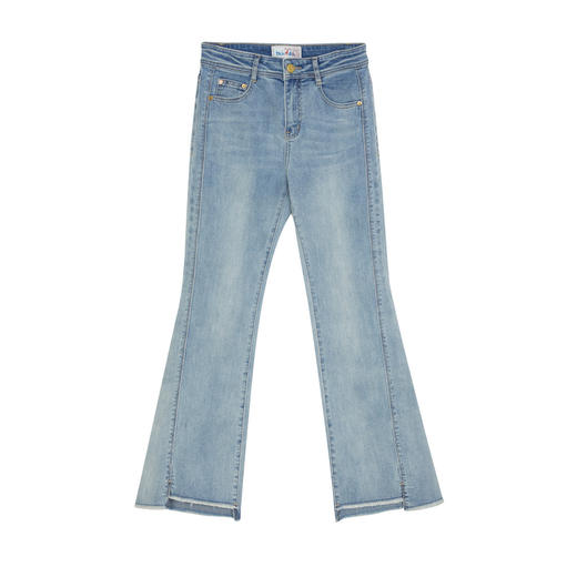 谜底微喇浅色牛仔裤女2024秋季款百搭修身喇叭裤九分裤247MK5007 商品图4