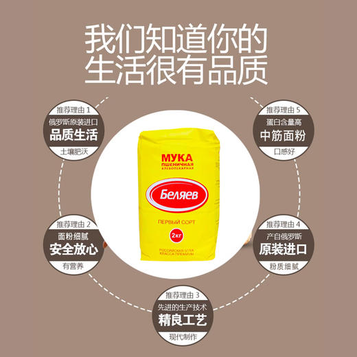 俄雪兔牌小麦粉（一级粉）2kg/袋（俄罗斯） 商品图2