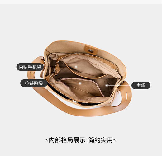 头层牛皮复古大容量水桶包单肩斜挎包 商品图4