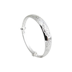 万寿福莲银手镯