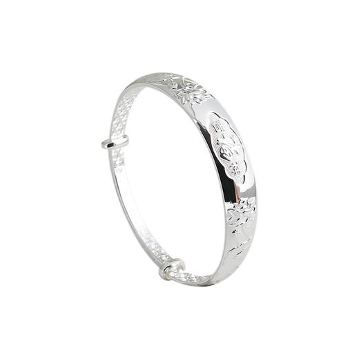 万寿福莲银手镯 商品图0