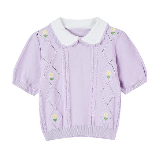 笛莎Deesha 2024夏季新款时尚翻领棉织短袖T恤 商品图4