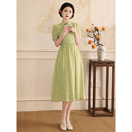 【预售3天】绿色小清新旗袍新中式改良茶服夏季LSB2632 商品图2