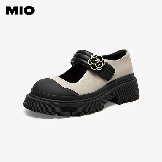 MIO米奥秋季圆头学院厚底玛丽珍复古浪漫山茶花舒适单鞋女M244443204 商品图0