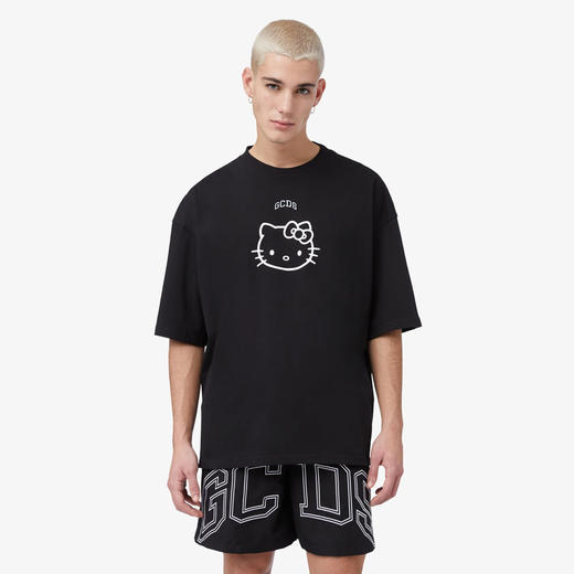 GCDS 男士 hellokitty 联名徽标印花棉质圆领短袖T恤 黑色 A1CM2313JA399 商品图1