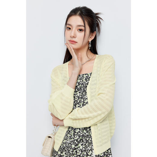 【积分换购不退货】【特惠不退货】诗凡黎v领针织开衫2024夏新款显瘦空调罩衫3F4230961 商品图3