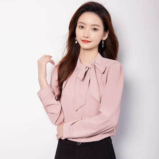 【时尚圆领】罗蒙四季款女式长袖衬衫气质简约大方优雅百搭衬衫女 商品图1