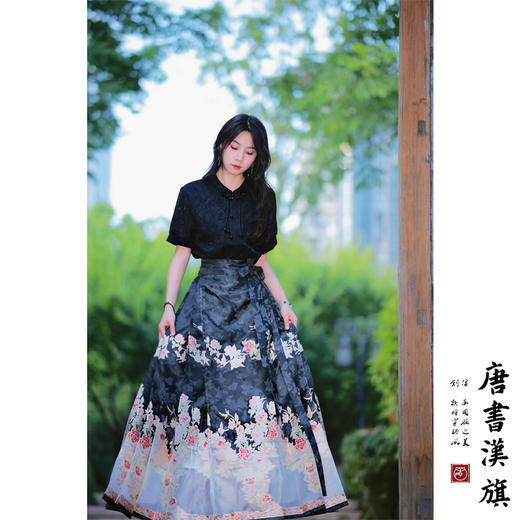 【满庭芳·似锦】马面裙织金妆花改良国风新中式蔷薇黑马面套装 商品图1