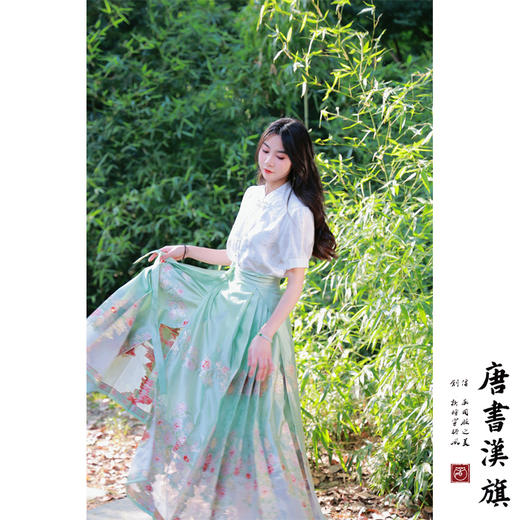 【满庭芳·晓枝】马面裙织金妆花改良国风新中式蔷薇绿马面套装 商品图1