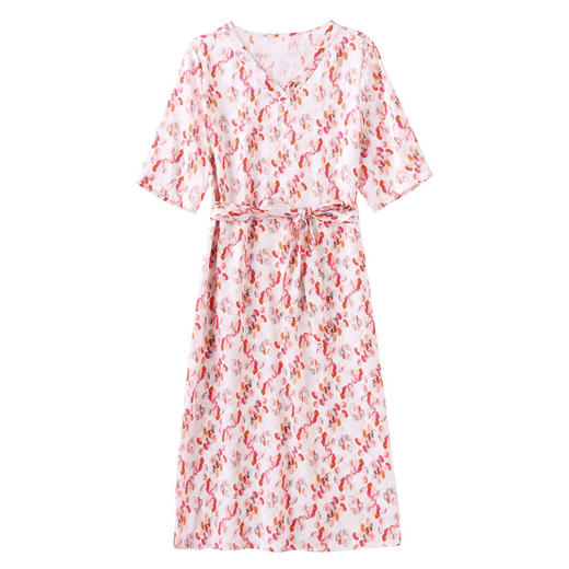 高端真丝印花V领气质知性百搭优雅连衣裙LZW-ASE23066 商品图4