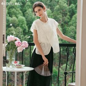 OLrain欧芮儿新中式短外套女夏季2024年新款重工刺绣国风雪纺衫