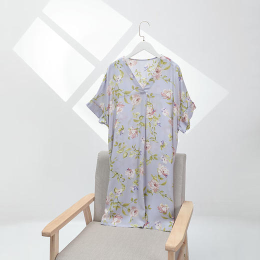 【3F】安莉芳莫代尔v领短袖碎花睡裙女士可外穿家居裙EL00725 商品图2