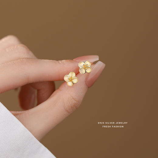【四叶香微】S925银猫眼石四叶草耳饰【YXS-E4264】 商品图2