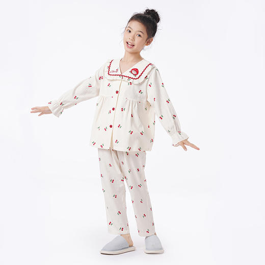 都市丽人眯雅佳睡衣亲情蜜语长袖软绵绵提花薄童装软绵绵长袖长裤JHT9B1 商品图1
