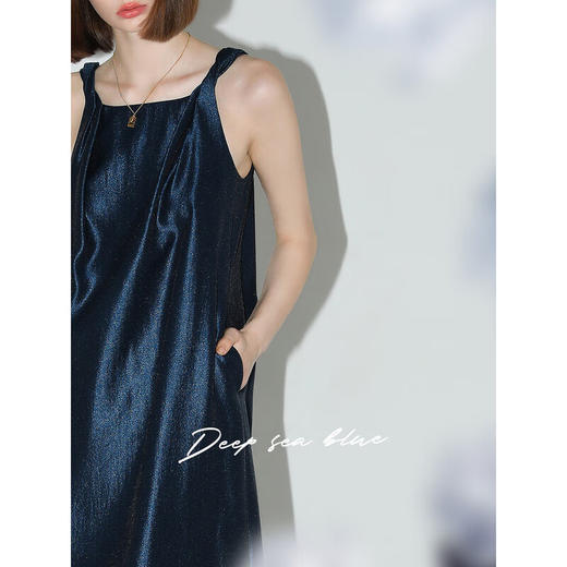 COCOBELLA丝光质感吊带裙夏静奢风拧花肩带挂脖连衣裙FR3029 商品图2