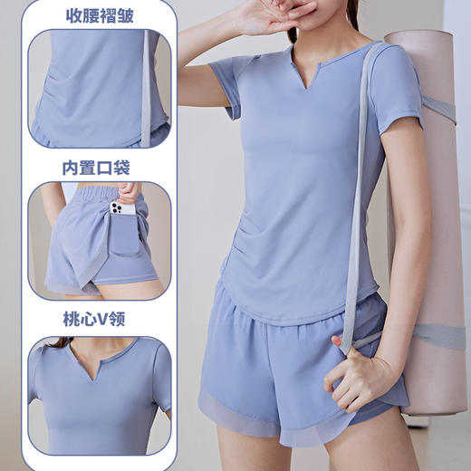 【爆款推荐】夏季新款蜜桃瑜伽套装 显瘦遮肉 基础百搭 速干透气跑步健身运动训练瑜伽服女 商品图2