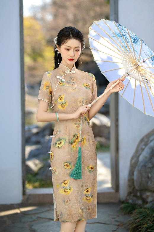 天丝麻年轻款日常复古文艺淑女改良旗袍ZA211 商品图2