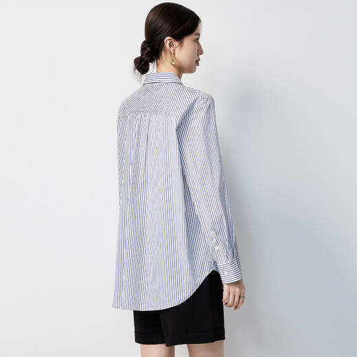 【含长绒棉&简约条纹】罗蒙女士长袖衬衫舒适微弹百搭商务时尚通勤 商品图3