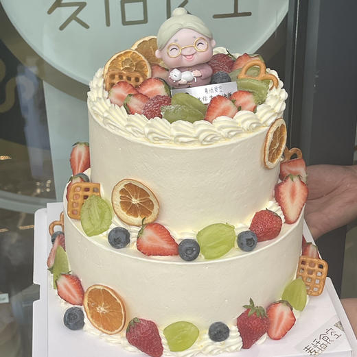 双层水果祝寿（应季水果随机搭配，寿星随机） 商品图0