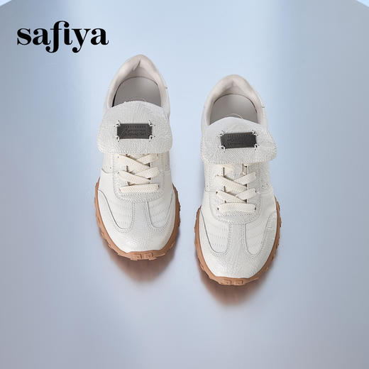 Safiya/索菲娅2024秋设计感小众翻盖透气百搭休闲软底华夫阿甘鞋 SF43112007 商品图4
