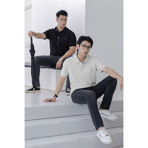 【秒杀专属】HX 夏季翻领短袖T恤Y102420041101/02POLO杉 商品图4