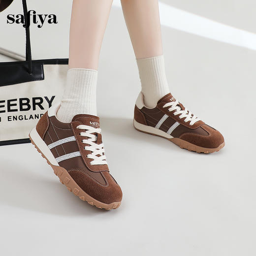 Safiya/索菲娅2024秋复古美拉德反绒百搭休闲系带德训鞋阿甘鞋 SF43112003 商品图2