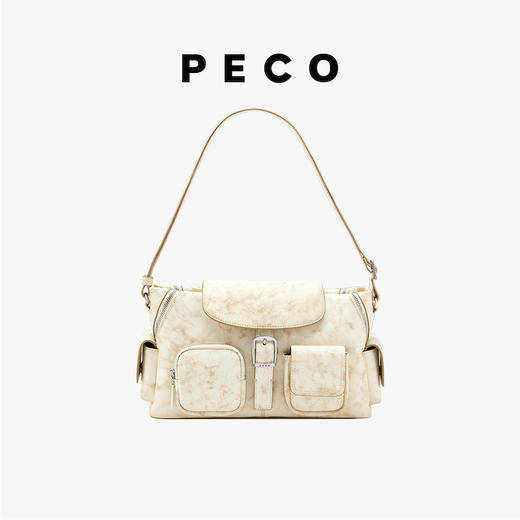 【张娅姝同款】PECO 记者包单肩真皮夏复古斜挎通勤黑大容量邮差包 商品图2