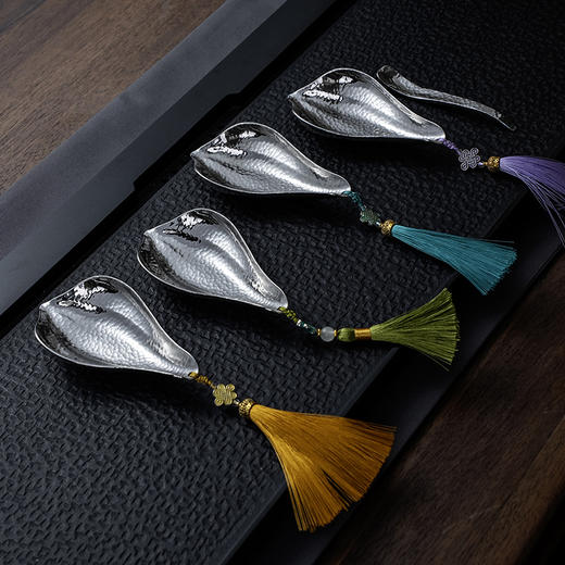 莲君茶则套装/锤点银色/古铜  茶则茶拨二件套 茶道配件中式赏茶荷茶勺投茶分茶 商品图8