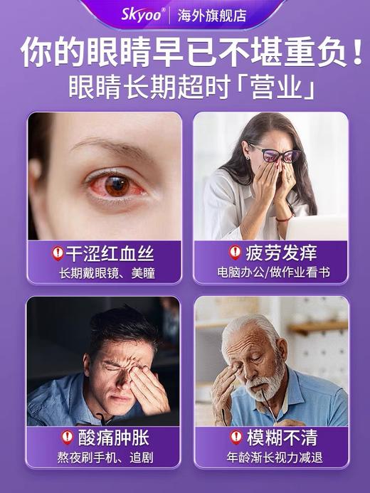 skyoo美国原装进口叶黄素护眼胶囊蓝莓玉米黄质虾青素明眸护眼【1瓶装】 商品图1