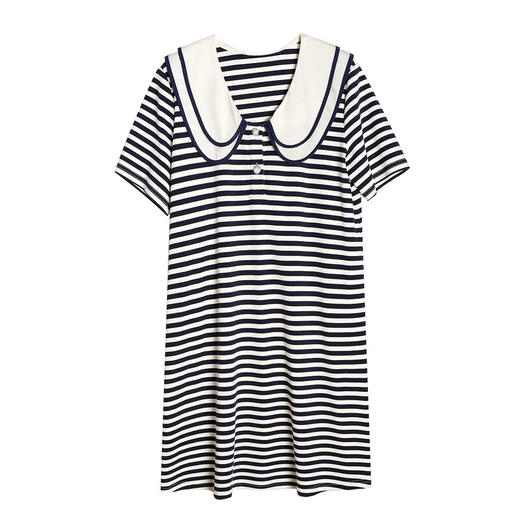 【B8F】快乐屋孕妇双层翻领针织条纹直身连衣裙2024新款夏季孕妇裙子宽松 商品图6