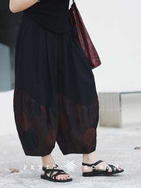 波尔多气球 苎麻棉面料拼接设计款气球裤