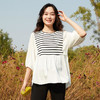 【B8F】快乐屋孕妇减龄针织条纹拼接五分袖上衣版 商品缩略图7