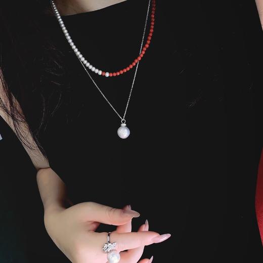 甄珠贝 南红+天然淡水珍珠 4-5mm 52cm项链/3圈手链 商品图3