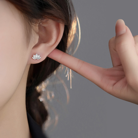 【敦煌莲花纯银耳线】创意莲花耳线 简约温柔复古气质耳饰送女友