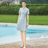 IWY/夏季新款双排扣天蓝色短袖西服裙办公室通勤干练工装连衣裙OL Q1154-L 商品缩略图0
