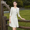 IWY/职场通勤米色圆领连衣裙女气质中长款大摆a字裙单排纽扣西装裙Q1156 商品缩略图0