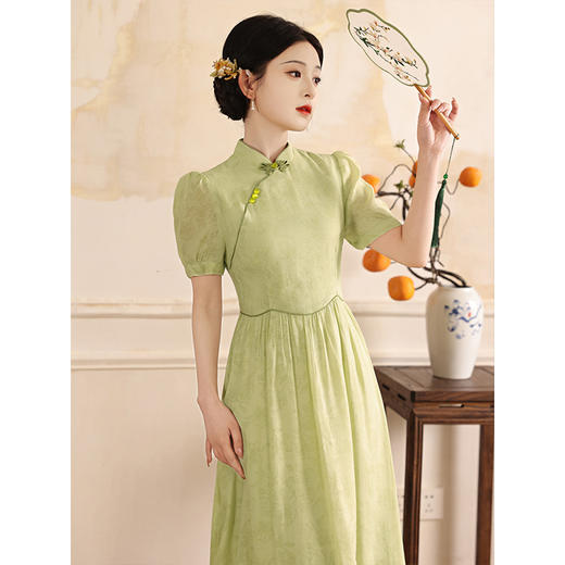 【预售3天】绿色小清新旗袍新中式改良茶服夏季LSB2632 商品图0
