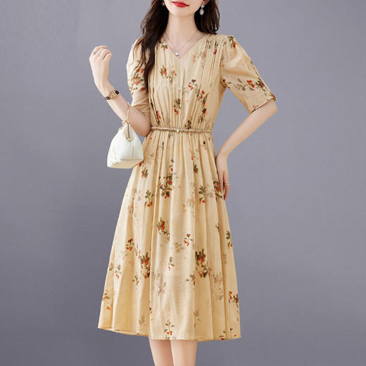 轻奢时尚气质，洋气减龄收腰连衣裙HR-MLJL88018 商品图0