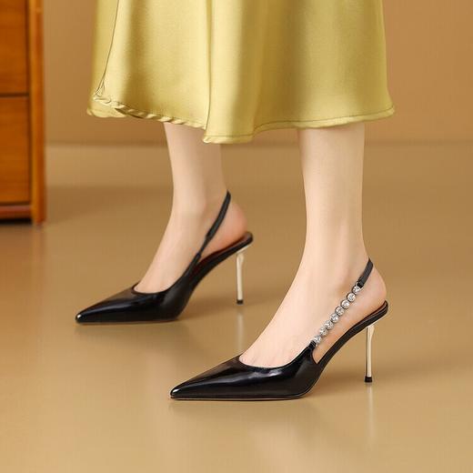 【预售7天】2024新款尖头水钻银色高跟鞋女气质名媛细跟高跟女鞋单鞋凉鞋CX&CX8111-1- 商品图1