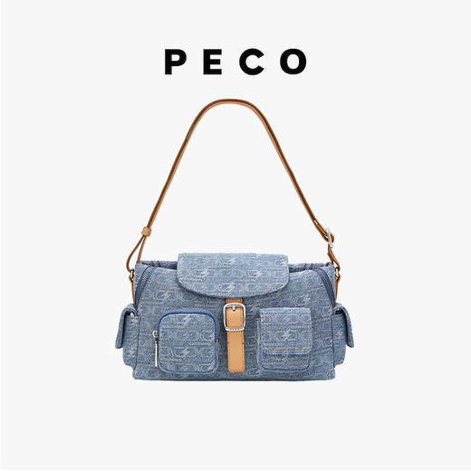 PECO 968小号牛仔记者包单肩真皮休闲春夏新款斜挎小众大容量包 商品图1