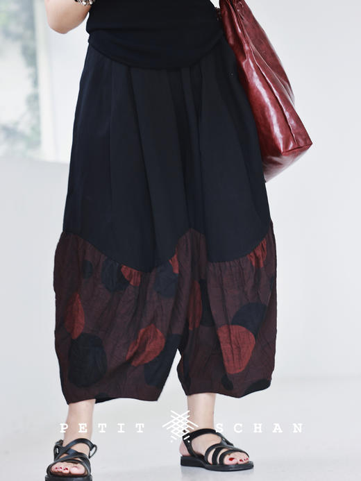 PETIT SCHAN小闪 CLO#528  bordeaux balloon 波尔多气球 进口苎麻棉面料拼接设计款气球裤 商品图2