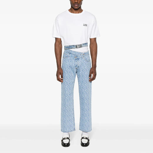 GCDS 男士字母徽标印花棉质圆领短袖T恤 白色 A1CM2317JA310 商品图3