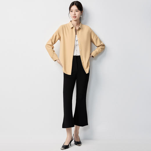 【暗门襟设计】罗蒙女士长袖衬衫简约大方开衫都市休闲微弹女衬衣 商品图2
