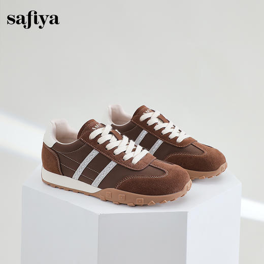 Safiya/索菲娅2024秋复古美拉德反绒百搭休闲系带德训鞋阿甘鞋 SF43112003 商品图3