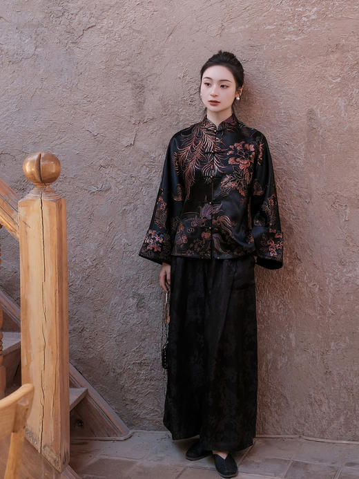 盛唐牡丹盛奢系列|织金老软缎牡丹金鱼对开立领外套(特殊商品不退不换) 商品图1