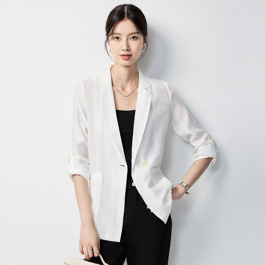 【简约干练】罗蒙女士长袖西服百搭舒适优雅商务时尚有型一粒扣外套女 商品图3