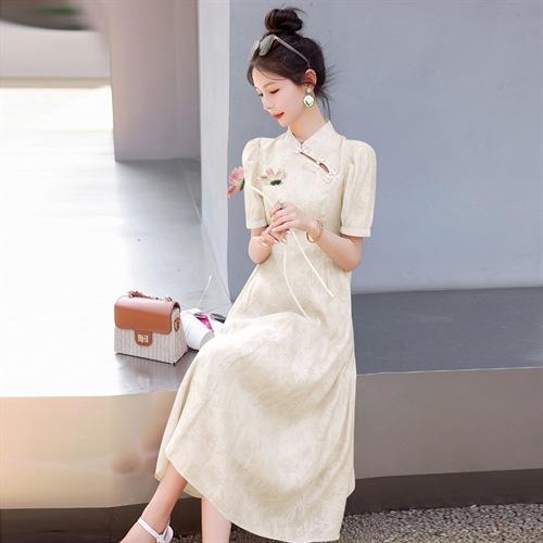 新中式国风连衣裙女2024夏季新款复古气质高级感显瘦小众改良旗袍LMJY6611 商品图3