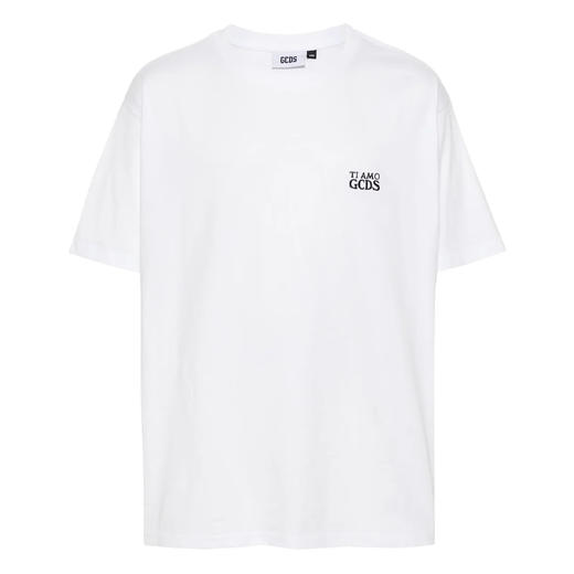 GCDS 男士字母徽标印花棉质圆领短袖T恤 白色 A1CM2317JA310 商品图0