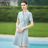 IWY/夏季新款双排扣天蓝色短袖西服裙办公室通勤干练工装连衣裙OL Q1154-L 商品缩略图1
