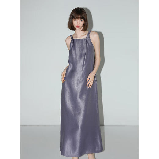 COCOBELLA丝光质感吊带裙夏静奢风拧花肩带挂脖连衣裙FR3029 商品图1